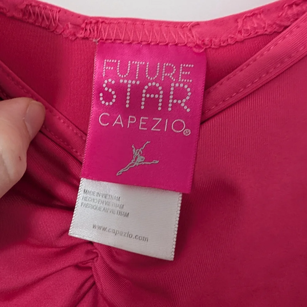 $Lot Of 2 Dance Leotards- Destira Blue Narwhal And Capezio Pink With Cap Sleeves